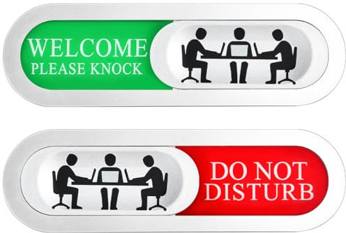BUZIFU Privacy Sign Do Not Disturb Door and Welcome Please Knock Sign Vacant/Meeting in Progress Sliding Door Signs for Home Office Restroom Conference - Self-Adhesive Fixing