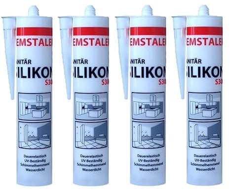 4x Remstaler SANITÄR SILIKON 300ml | Wasserdicht | für Innen- und Außenbereich | weiß und transparent (transparent)