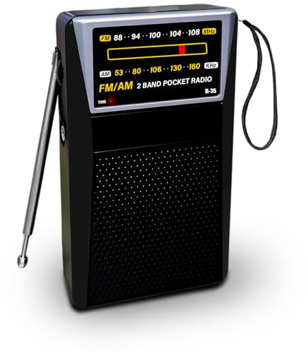 Radio Portable Petite, Radio à Piles AM/FM pour Poche avec Une Excellente Réception et Jack pour Casque d'écoute, Walkman Mini Compact pour l'Extérieur, l'Intérieur et Les Situations d'urgence (Noir)