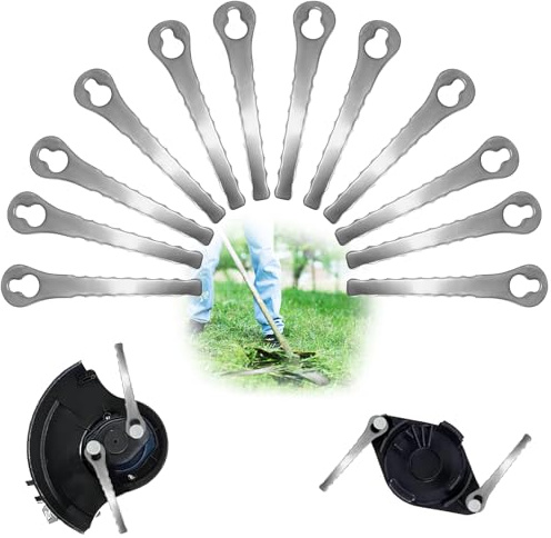 12 Stück Rasentrimmer Messer Metall, dellyy Metallmesser Set Für Akku-Rasentrimmer, Ersatzmesser für Rasentrimmer Metall, Rasentrimmer Klingen Metall, Ersatzmesser Rasentrimmer Metall (A)