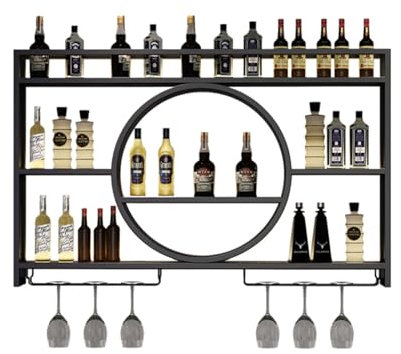Metall Weinregal einfach nach Hause Spirituosenregal für Wand, Wand-moderne Metallstange Regal Ständer für Spirituosen, Display-Regal mit Weinglashalter für Küche, Wohnzimmer, Zuhause, Café