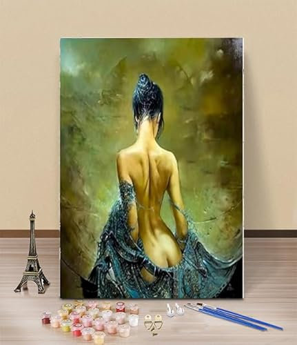 HOLXSW Peinture par numéro de Femme dos nu même avec pinceaux - Peinture acrylique parfaite pour la peinture par numéros pour adultes etétudiantsdébutants