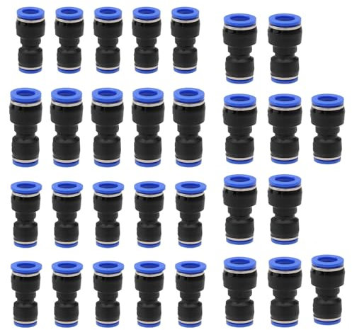 ZMDMAH 30 Pièces Raccord Pneumatique, 4-8, 6-8, 8-10, 6-12mm OD Connecteur Droit Pneumatique Pneumatique Raccord Rapide Air Comprimé Raccords de Tuyau Raccord Réducteur Rapides Push pour Air Tuyau