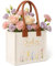 TCRZHHRX Geschenk-Tragetasche Danke mit Lederhenkeln & wasserdicht | Canvas Öko Shopper für Lehrerinnen, Jubiläum & Geburtstag | 26x22x14 cm