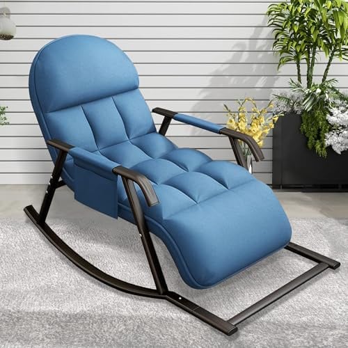 Schaukelstuhl Wohnzimmer Relaxsessel Drinnen und Draußen Schaukelsessel, 5-Fach Verstellbare Rückenlehne und Beinstütze Lesesessel, Stillsessel Schaukelstühle bis 150 kg für Balkon Garten Outdoor