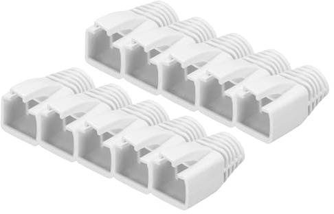 sourcing map 100 Pack Cable Connector Boot Cover, Cat6A Cat7/7A Ethernet Network Cable Strain Boot, 8mm Hole Diameter(White)