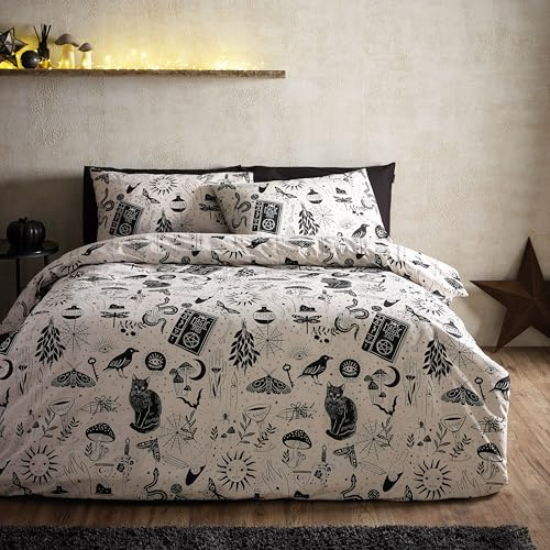 Catherine Lansfield Enchanted Witchcraft Double Duvet Cover Set Black/Natural