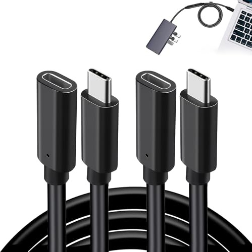livager 2PCS USB C Extension Cable 0.5m Type C Extender Cord Male to Female 100W Fast Charge & Sync 1GB/s Data Transfer 4K@60Hz Video Display Lead Compatible for iPhone 16/15 MacBook Galaxy S24