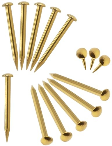 FUXXER® 100x Nägel Messing Gold Rostfrei Klein Deko Nägel, Möbel Basteln, 12x2mm
