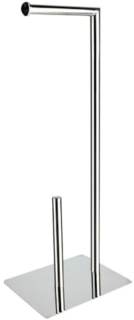 Vetrineinrete® Piantana porta rotolo da terra porta asciugamani in metallo da bagno base rettangolare