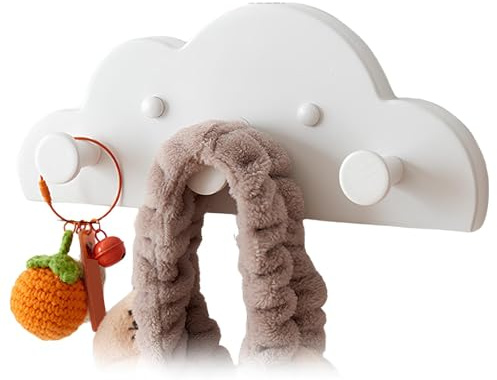 YAVYAV Porte-manteau Mural Décoratif | Crochet Mural Moderne En Bois Avec 2/3 Crochets | Patère En Forme De Nuage Pour Suspendre Manteaux, Sacs, Serviettes(Blanc,29.5CM/11.6iN)