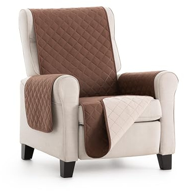 fundabel® Funda Cubre Sillón Due Acolchada, 1 Plaza (55 cm), Marron | Reversible | Protector Sillón Relax y Orejero | Tacto Suave y Resistente | Ideal Mascotas | Fabricada en España