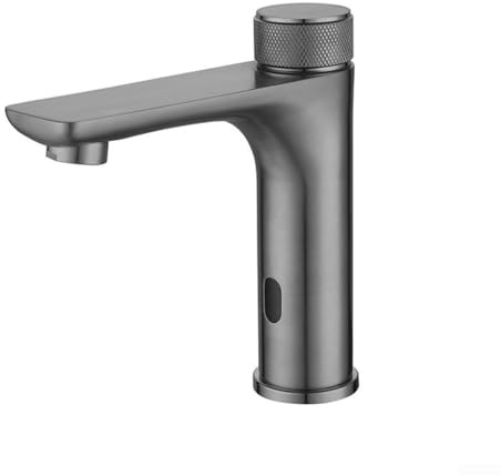 Infrarot-Sensor-Wasserhahn, 304 Edelstahl, automatischer Heiß- und Kaltwasserhahn, berührungsloses Badezimmer, Küchenspüle für Hygiene (grau)