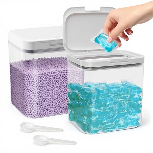 LORESJOY 2PCS Contenitore Detersivo 2.0L, Dispenser Lavatrice Trasparente