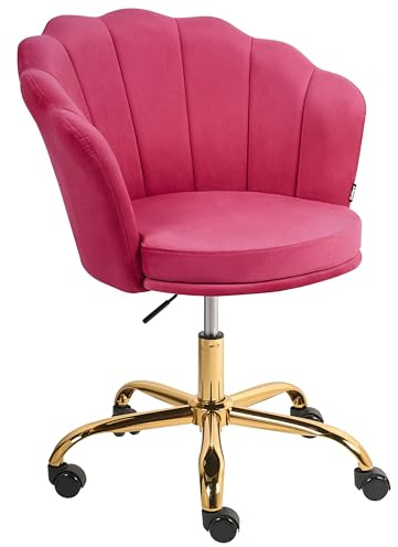 Beliani Sedia da ufficio in velluto fucsia con base girevole