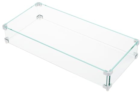 Garvee Feuerschale aus hochwertigem gehärtetem Glas, 29 x 13 x 4,5 Zoll, 0,316 Zoll dick, Anschlüsse aus Aluminiumlegierung, für Tische mit Gas- oder Propangas-Feuerschale im Freien