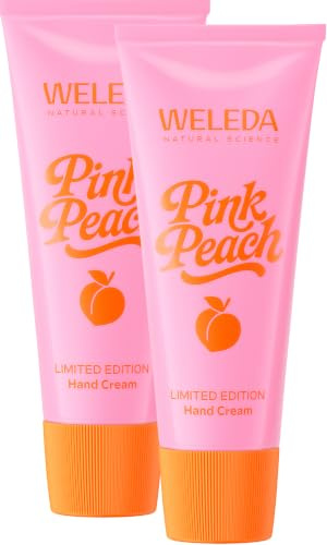 WELEDA Bio Pink Peach Limited Edition Handcreme – Naturkosmetik Handpflege Creme mit Bienenwachs & Sesamöl verwöhnt trockene Hände – Natürliche Hand Care Pflegecreme mit Pfirsich/Jasmin Duft (50ml)