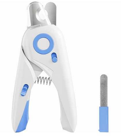 Professional LED Pet Nail Clippers with Safety Lock & Hidden Nail File, Sharp Stainless Steel Dog Cat Claw Trimmer, Visible Bloodline Design for Kitten, Puppy, Rabbit & Small Animals, Blue