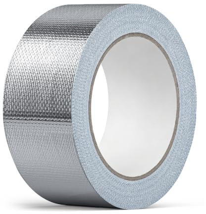 wordmouk 60 mm x 20 m Nastro Adesivo Alluminio in Fibra di Vetro Nastro Alluminio Alte Temperature Impermeabile Termico Adesivo per Tubi Riparazioni Isolamento e Coibentazione