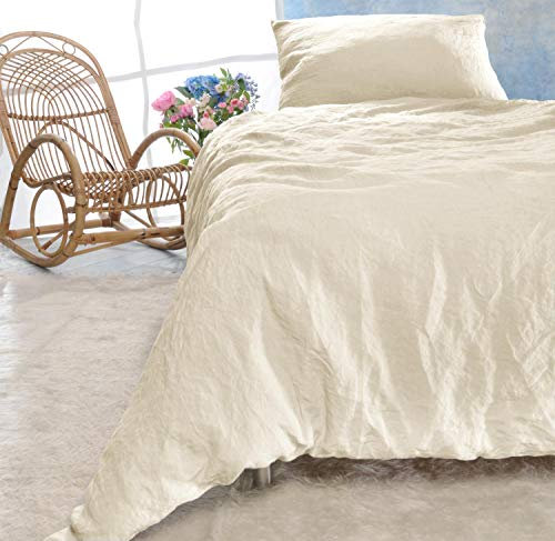 Wohnen & Accessoires GmbH & Co. KG Leinen-Bettwäsche Set Sintra 155x220cm + 80x80cm Creme