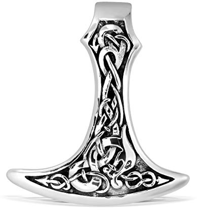 WithLoveSilver 925 Sterling Silber Wikinger Mammen Axt Sekira Wikinger nordischer Talisman Amulett doppelseitiger Anhänger, NA, NA