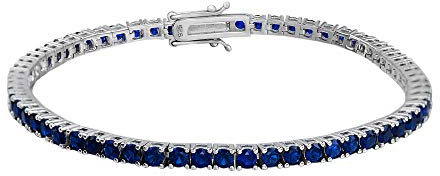 Gold Gala Tennis Armband 925 Sterling Silber Zirkonia Herren Damen (Saphir, 18)