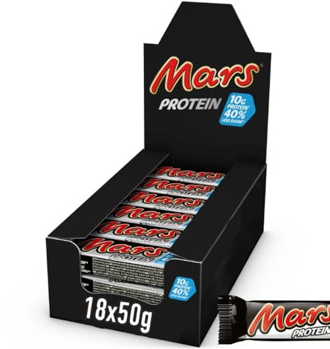 Mars Protein Caramel Nougat Milk Chocolate Snack Bars Multipack, 18x50g | High Protein Snack, Soft Nougat And Caramel Centre, Smooth Milk Chocolate, Pre Workout Energy Bar, Gym Bag Snack Multipack