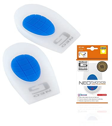 Neo G NeoThotics Heel Cushion Pads – Silicone Gel Heel Cups – Heel Support for Plantar Fasciitis, Achilles Tendonitis, Heel Pain Relief – Gel Heel Pads for Shoes – Orthotic Heel Insoles - S