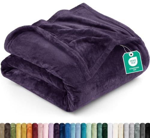 Utopia Bedding Fleecedecke Leichte Decke für Bett, Couch oder Sofa, Geeignet für alle Jahreszeiten [259x228 cm, Lila]