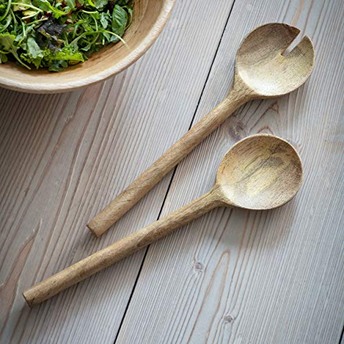 Rustic Serving Spoons Set Premium Mango Wood by CKB LTD Dinner Dining Table Salad Food Buffet Serving Handle Tableware 8 x 30cm