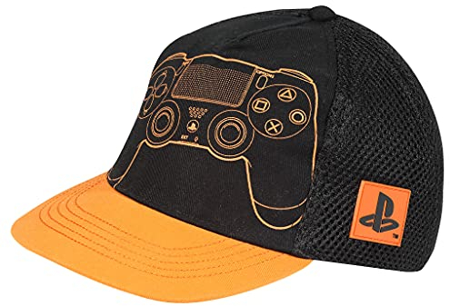 Popgear Jungen Playstation Ps4 Remote Boys Cap, officieel product. Snapback Cap, Schwarz/orange, Einheitsgröße EU
