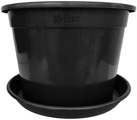 Elixir Gardens Strong Black Recycled Plastic Plant Pot and Saucer Set | Various sizes (from 32 to 80 litre) | Flower, Tree, Shrub, Plant | 1x 60 Litre Pot & Saucer
