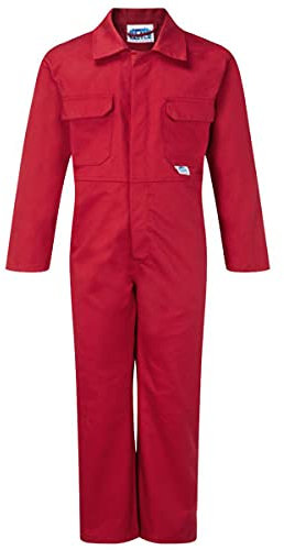 G5 APPAREL Kids Coverall Plain & Camo Poly Cotton Workwear All-in-One (7 Years, Red)