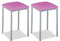 ASTIMESA - Taburetes de Cocina tapizado - Estructura sólida y Firme - Estructura Color Aluminio y Asiento en Polipiel - Color del Asiento: Rosa. Contenido: 2 Unidades. Medidas: 35 x 35 x 45 cm