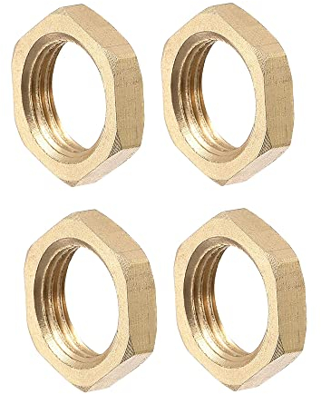 sourcing map Dado di bloccaggio G1/8, dado esagonale in ottone femmina per impianto idraulico, 4 pezzi