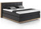 Mivano Levana Boxspringbett mit Sockel aus Eiche, 7-Zonen-Federkern, Matratzen H2/H3 + Topper Premium, Chenille, Schwarz, Liegefläche 180 x 200 cm