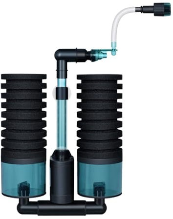 DONGKER Aquarien Bio Schwammfilter, 3-in-1 5V Leiser Doppelschwammfilter, Tauchschaum Filtern für Süß- und Salzwasserfischbecken