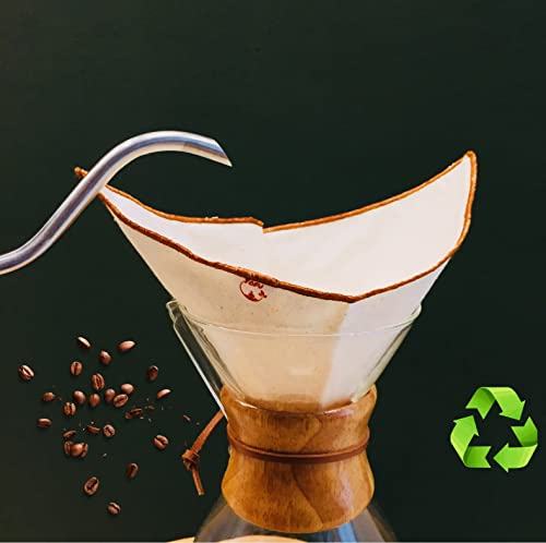 Baumwoll-Kaffeefilter für Chemex Pour Over, wiederverwendbare Bio-Chemex-Kaffeefiltersocke (Doppelschicht), waschbare Kaffeefilterbeutel, 100 % Baumwolle, für Kaffeemaschine und zum Übergießen von