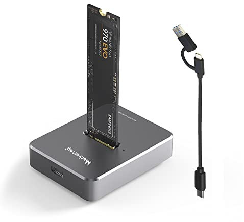 Mackertop M.2 NVMe SSD to USB-C Enclosure, SATA SSD Docking Station, 10Gbps M.2 to USB-C External Drive