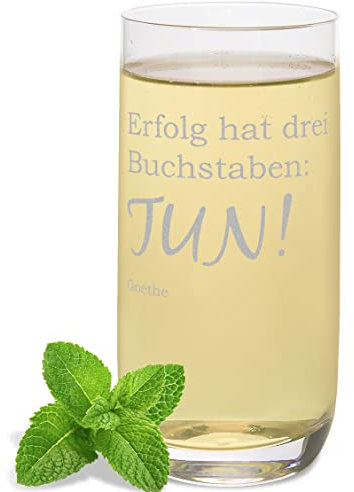 JUNIWORDS Longdrinkglas mit Gravur, Erfolg hat drei Buchstaben TUN! Goethe, Longdrinkglas (1000903)