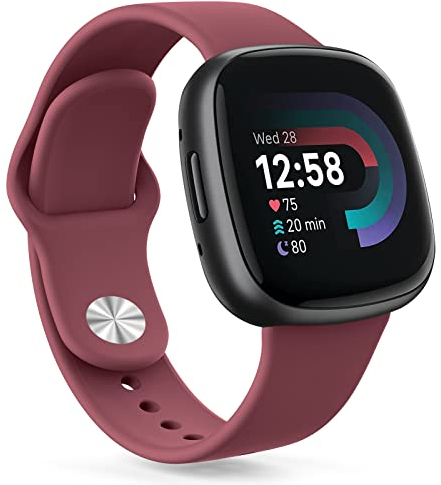 Oumida für Fitbit Versa 3 Armband/Fitbit Versa 4 Armband/Fitbit Sense Armband für Damen Herren, Silikon Armbänder Sport Ersatz Uhrenarmband für Fitbit Versa 3/Versa 4/Sense/Sense 2, Weinrot