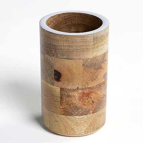 The Art Box Soporte de madera para encimera de cocina, color gris, organizador de almacenamiento decorativo de utensilios de cocina de 6 pulgadas para cucharas, espátula, decoración de cocina