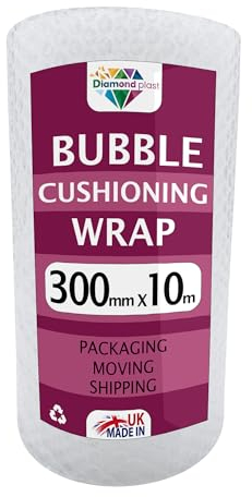 Bubble Cushioning Wrap for Packaging and Mailing, Heavy Small Air Bubbles, 300mm x 10m Roll, Packing or Storage (300mm x 10m)