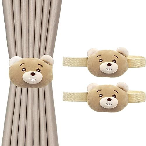 CULASIGN Vorhang Raffhalter, 2 Stück Raffhalter ​für Vorhänge,Wolken Sterne Seestern Vorhang Seil, Kinder Vorhanghalter Gardinenhalter für Kinderzimmer Vorhang (Bär,2pcs)