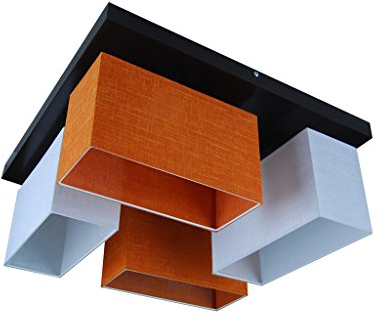 alfalux Deckenlampe LED Deckenleuchte Leuchte Lampe Wohnzimmerlampe Schlafzimmerlampe 4 Flammig Holz Kinderzimmer Wohnzimmer Schlafzimmer Badezimmer Küche Deckenleuchten JLS45WEORD (ORANGE/WEIß)