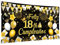 Pancarta fondo Feliz Cumpleaños 200 x 110 cm, tamaño grande, pancarta feliz cumpleaños, pancarta fondo negro y dorado, suministros decoración fiesta cumpleaños, celebración fiesta cumpleaños (18th)