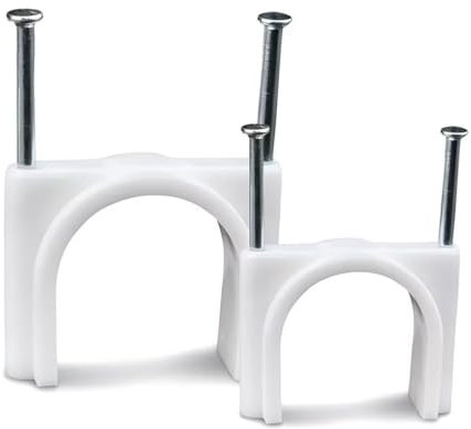 SYDARSYN Clips de Câble Ronds, Attache Câble Mural, Blanc Câble Clips Mur Attaches Câbles avec Clou en Acier 35mm (20 Pièces)