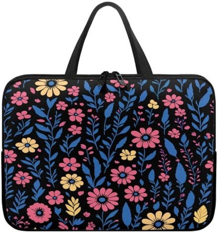 ENEN Custodia Borsa per Laptop con Manici, Compatibile con 10-17 Pollici Computer Portatile, Custodia Protettiva PC in Neoprene Elastico Impermeabile Sleeve per Laptop (17’’,Foglia blu)