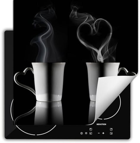 SMTDeco herdabdeckplatte Induktionsmatte herdabdeckung ceranfeld abdeckplatten für ceranfelder induktionskochfeld schutzmatte 60x52 cm Kaffee Schwarz