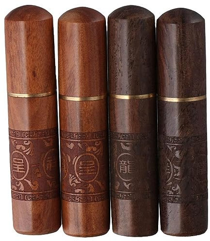 YYlingx 4 Pieces Wooden Sewing Needles Holder Set Retro Engraving Printed Needle Storage Case Box for DIY Sewing Craft Accessories